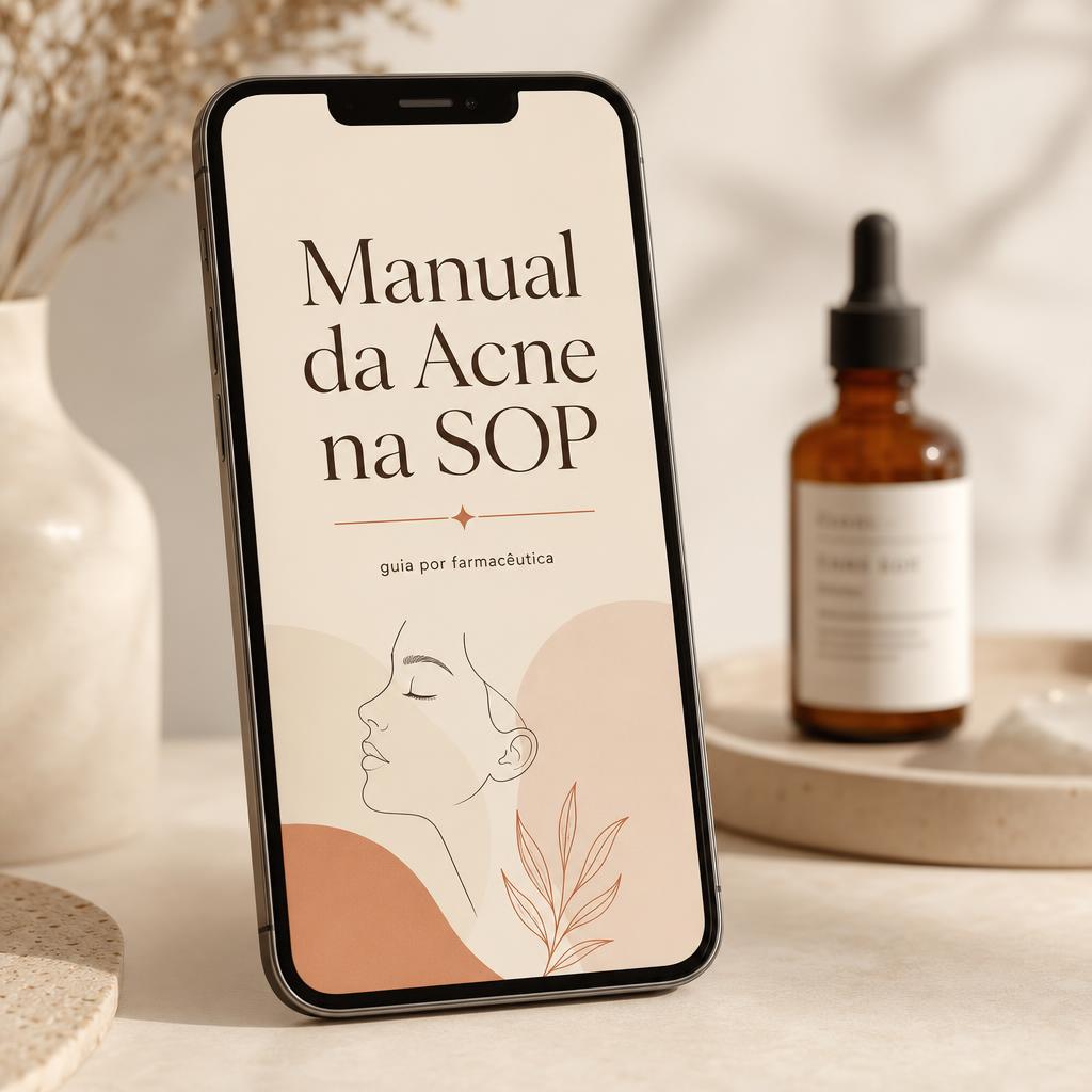 Capa do Manual da Acne na SOP na tela de um celular